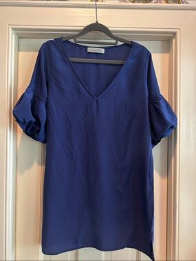 Geren Ford Royal Blue V-Neck Mini Dress